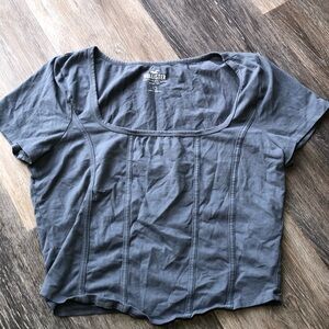 Hollister Baby Tee Grey/Blue Crop Top Size Large